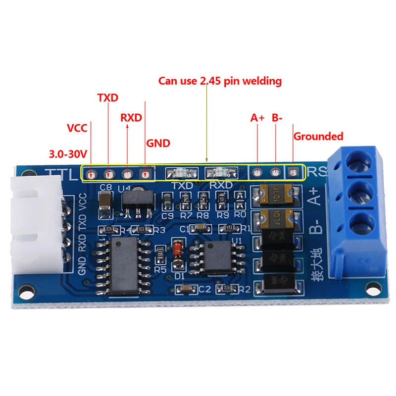 Ttl к RS485 блок питания конвертер 3,3 V 5V аппаратный модуль автоматического управления для Arduino AVR широкий индикатор напряжения