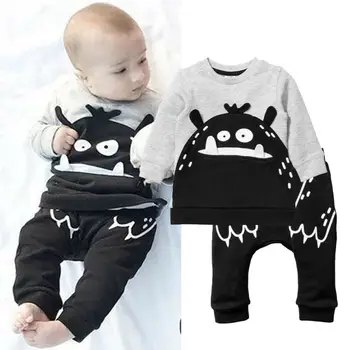 

Emmababy 2PCS Toddler Kids Baby Girl Boy Clothes Long Sleeve Cartoon Lovely Sweatshirt Tops Long Pants Outfits Sets