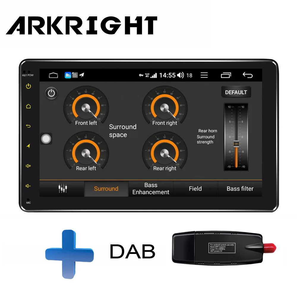 ARKRIGHT " автомобильный DVD gps android 8,1 Автомагнитола стерео 4+ 64 ГБ gps навигация ips/DSP/Carplay 4g Восьмиядерный мультимедийный плеер - Цвет: HU-DAB