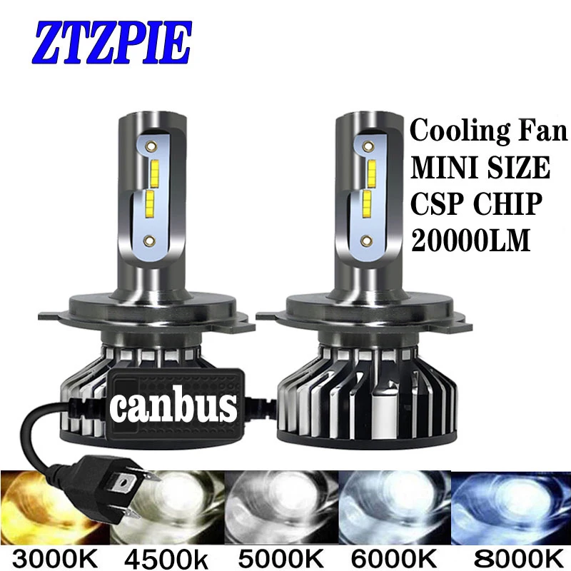 ZTZPIE faros delanteros de coche, Led Turbo Canbus, CHIP CSP, 20000LM, 4500K, 6000K, 8000K, 3000K, HB3, HB4, 9005, 9006, H3, H1, H8, H7, H4, H11, H9, 9012, 110|Bombillas (LED) de faros delanteros| - AliExpress