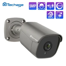 Techage-Cámara de seguridad IP de H.265, 5MP y FULL HD para exteriores, videocámara POE de IA con audio bidireccional e IR-CUT, videovigilancia para sistema NVR y ONVIF