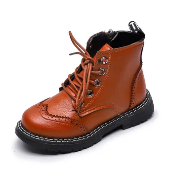

New Girl Leather Martin Boots Shoes For Children Non-slip Warm Boots Fashion Soft Bottom Boys Girls Boots Kids Sneakers
