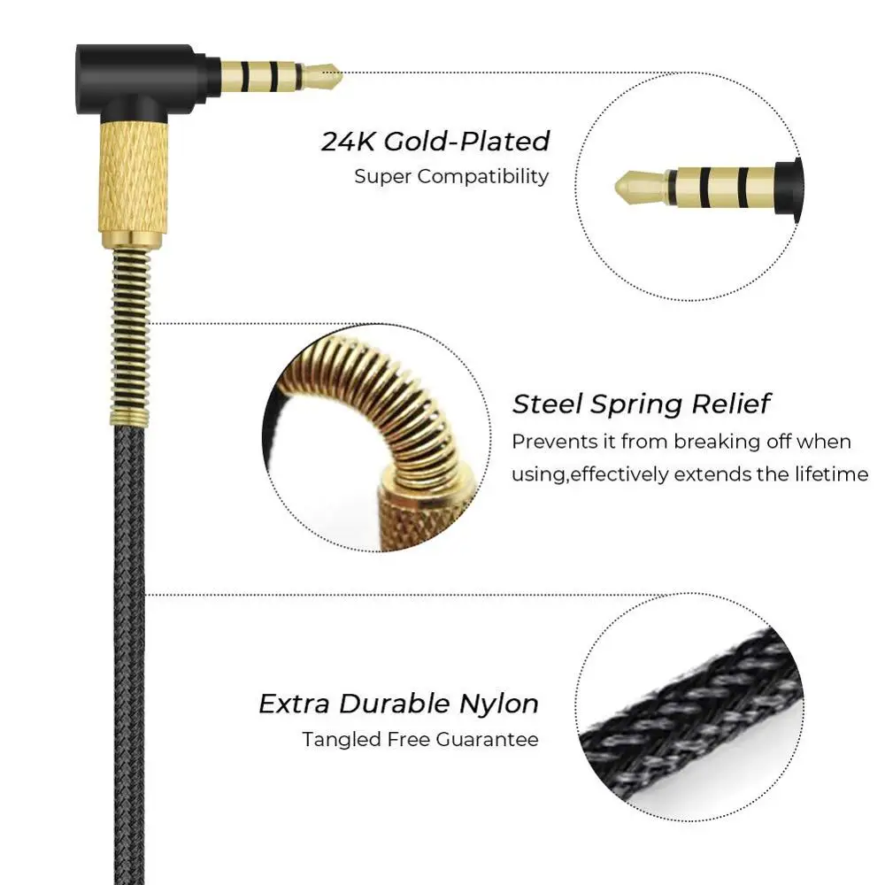 Upgraded Replacement Cable for Bose Quiet Comfort 25 QC25 AE2 AE2i AE2w Headphone Earphone Extension 3 5mm to 2 5mm Cable Mic