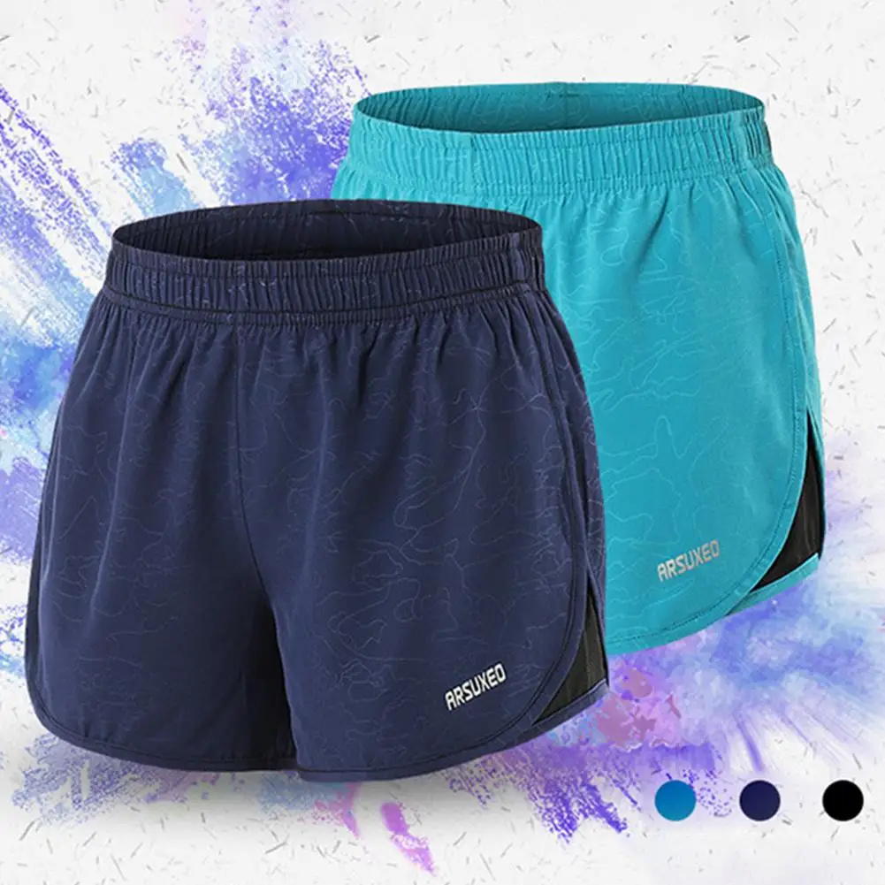 Мужские шорты для бега с эластичным поясом для тренировок на открытом воздухе, фитнеса, женщин, быстросохнущие дышащие шорты для бега