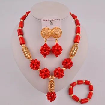 

african wedding coral beads jewelry set 20C50