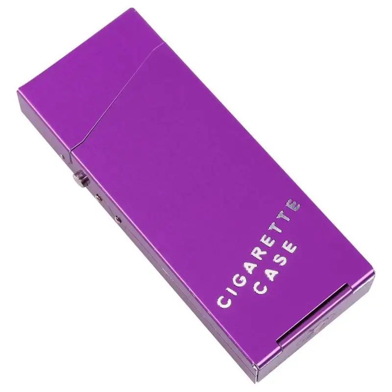 Женская тонкая металлическая портсигар алюминиевая Подарочная коробка держатель - Цвет: Фиолетовый