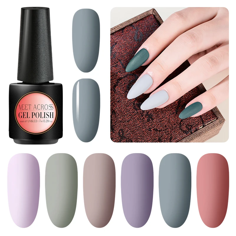 

MEET ACROSS Matte Top Coat Color UV Gel Nail Polish Pure Semi Permanent Soak Off UV Gel Varnish DIY Nail Art Gel Manicure