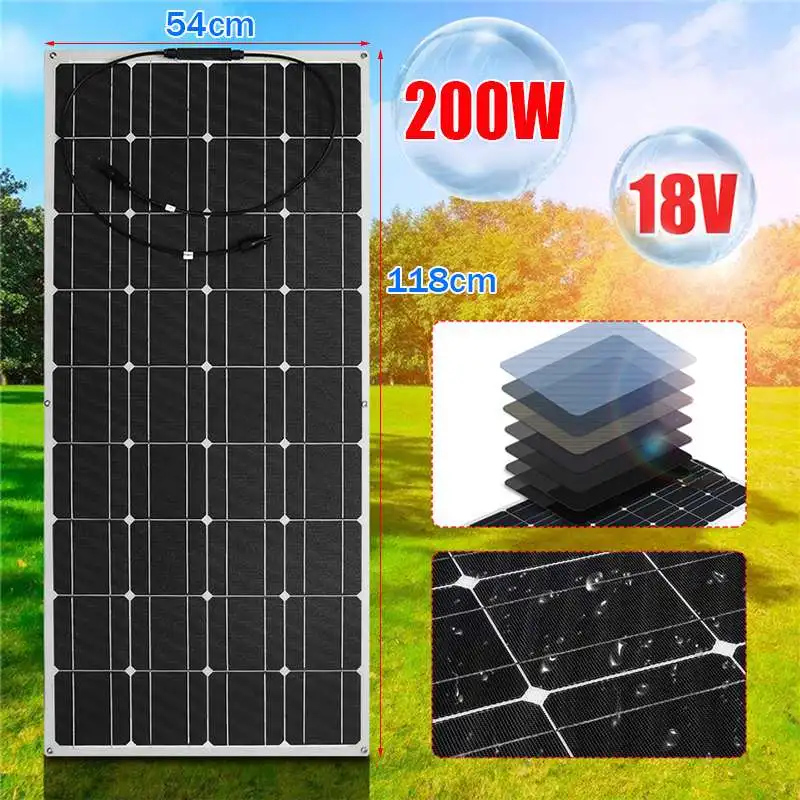 KINCO 200 Вт солнечная панель 18 в водонепроницаемая гибкая монокристаллическая Солнечная Панель зарядное устройство для наружного кемпинга аварийный свет