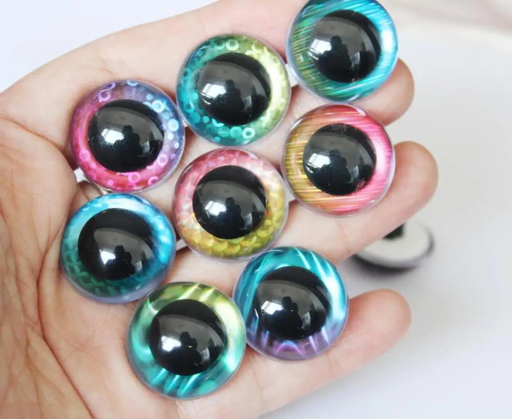 20pcs Diy Glass 3D Plastic Safety Eyes For Toys Glitter Amigurumi