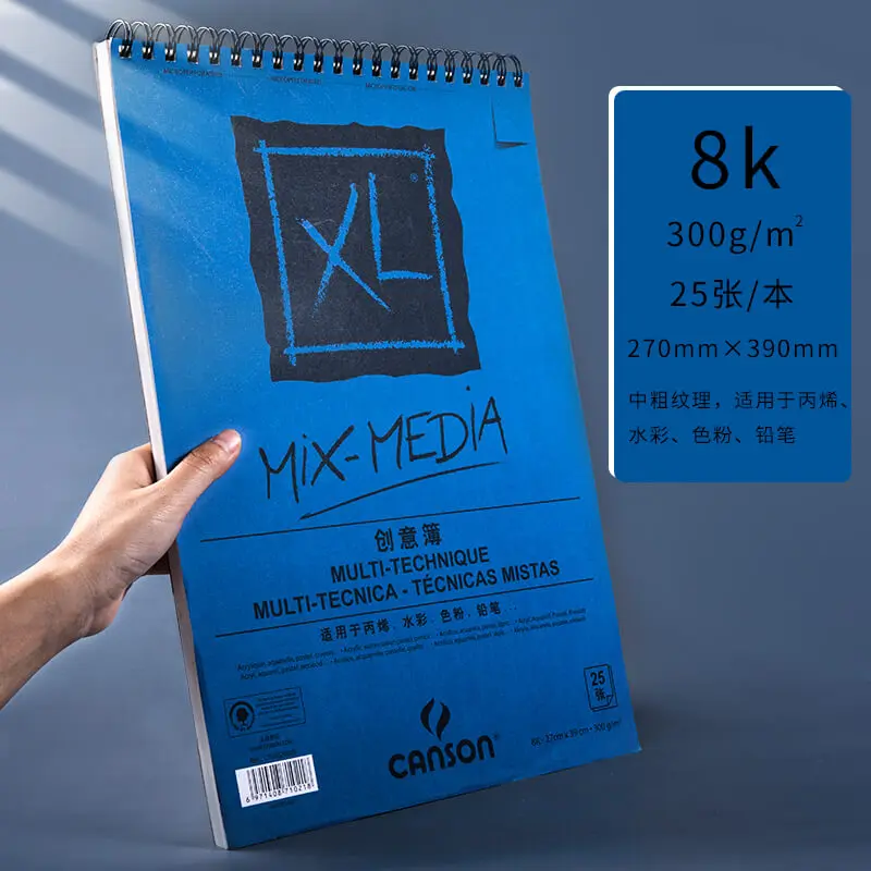 Canson Xl Mix-media Pad 300g/m2 8k 16k 25 Sheets Papers Multi-technique For  Acrylic Watercolour Pencil Pastel - Drawing Paper - AliExpress