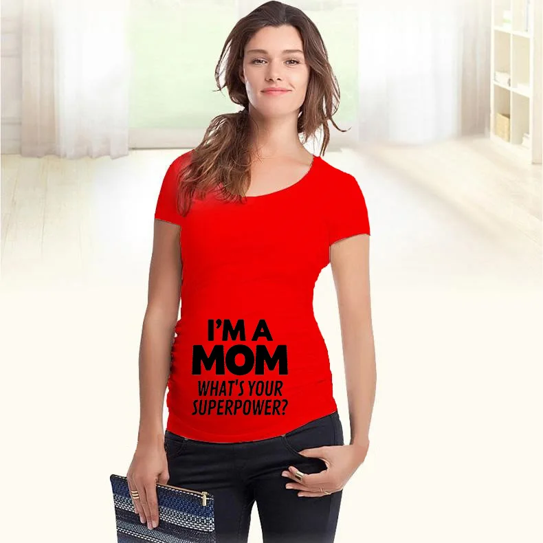 Одежда для беременных с надписью «I'm A Mom What's Your Superpower»; футболки с надписью; летняя футболка для беременных; Женская забавная футболка