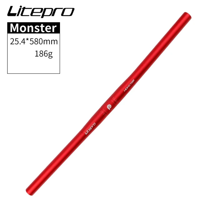 Litepro Monster Folding Bike Horizontal 25.4*540/580mm Aluminium Alloy Ultra Light Handlebars Bicycle Parts Red 580mm