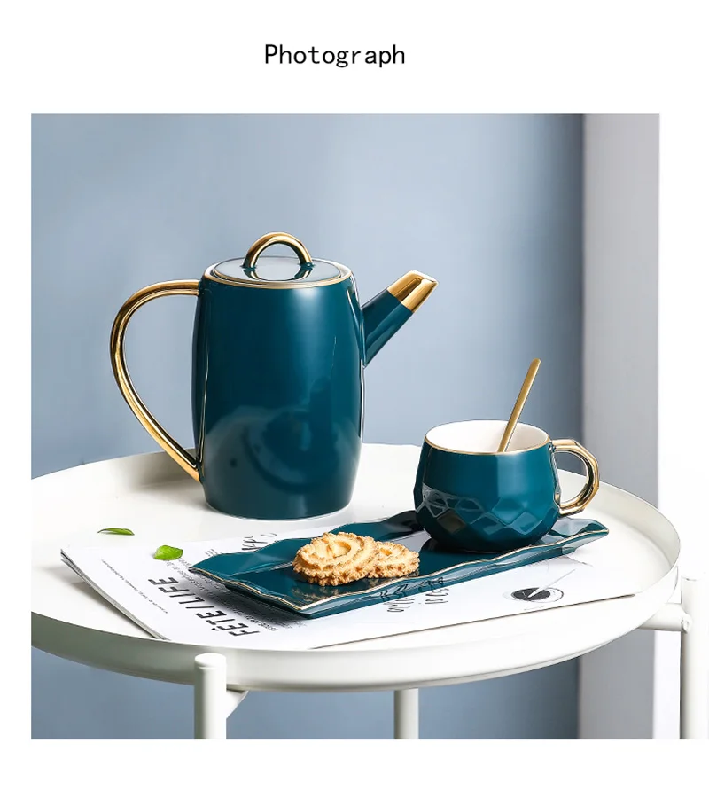 

North European Ceramic cup with Plate Creative gold coffee cup snack dish set simple English afternoon tea cup with spoon