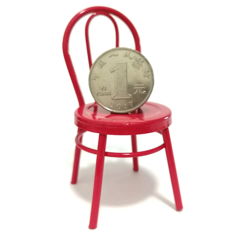 Кукольный домик Миниатюрный 1:12 железный стул модель для Blyth BJD Кукольный дом мебель для кукол мини-стул игрушки для детей - Цвет: Красный