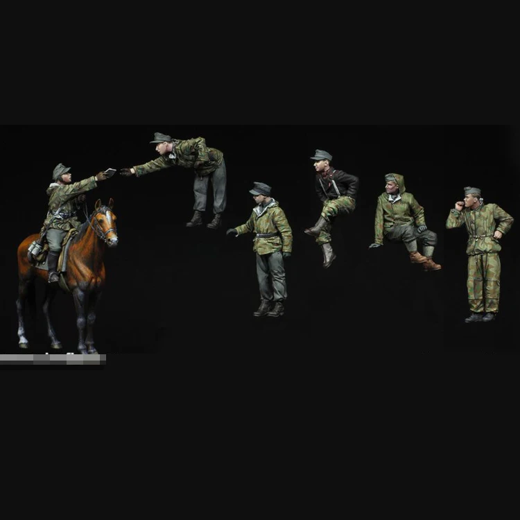 1/35 масштаб resin смола фигура нашорн команда 6 фигурки и лошадь коллекция фигуры