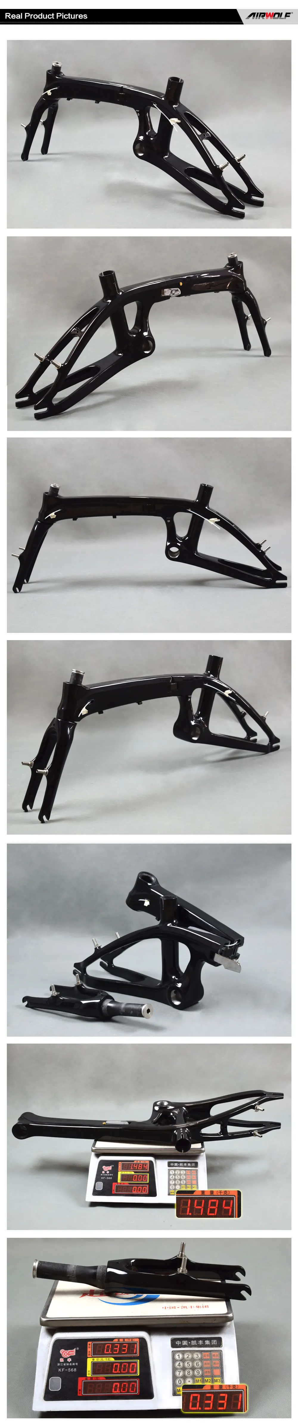 Perfect Folding Bike Carbon Fiber Frame for urban cycling 14inch UD weave BSA V Brake Mini folding carbon bike road frame 19