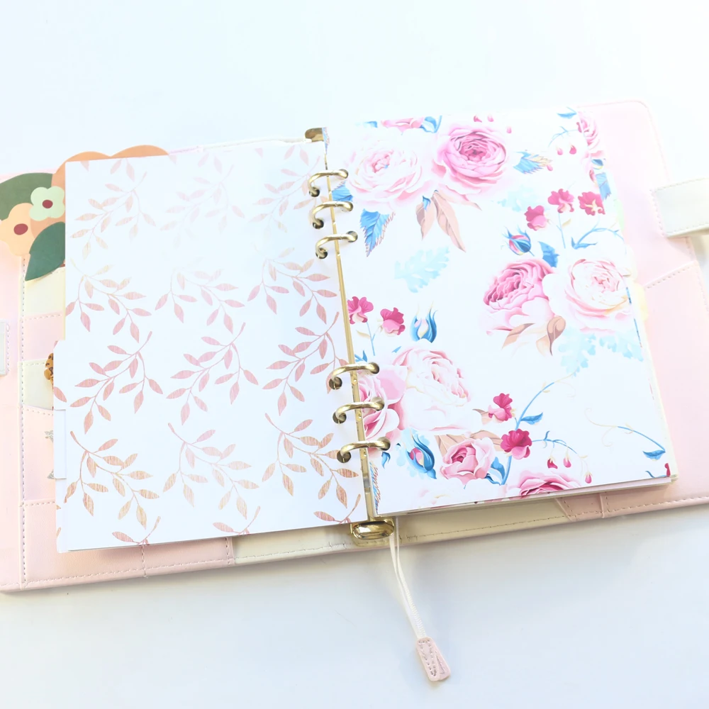 Domikee cute cartoon flower design 6 holes index paper divider set for binder planner notebooks stationery,A5 A6,6sheets
