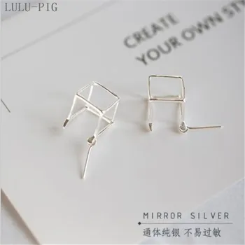 

LULU-PIG Hot sales Japanese and Korean visual dislocation creative cubic perspective geometric earrings CED025