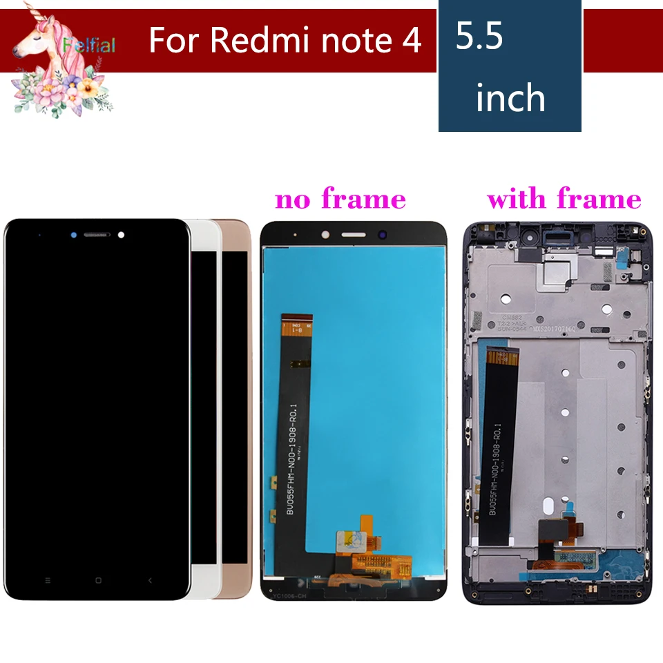 Оригинальный ЖК дисплей с рамкой для Xiaomi Redmi Note 4 сенсорный экран в сборе MTK Helio