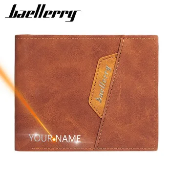

2020 New Men Wallets Name Engraving Customized Short Fashion Card Holder Men Purse PU Leather High Quality Male Purse For Boy