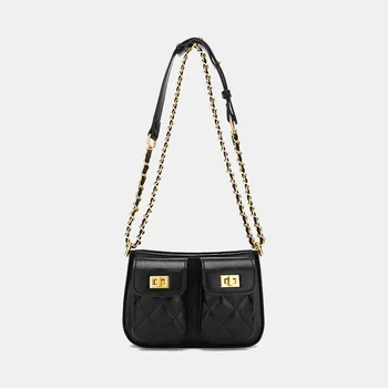 

Lingge Chain Small Bag Female 2020 New Chain shoulder Bag PU Leather Fashion Belt Messenger Bag Thread female Crossbody bag