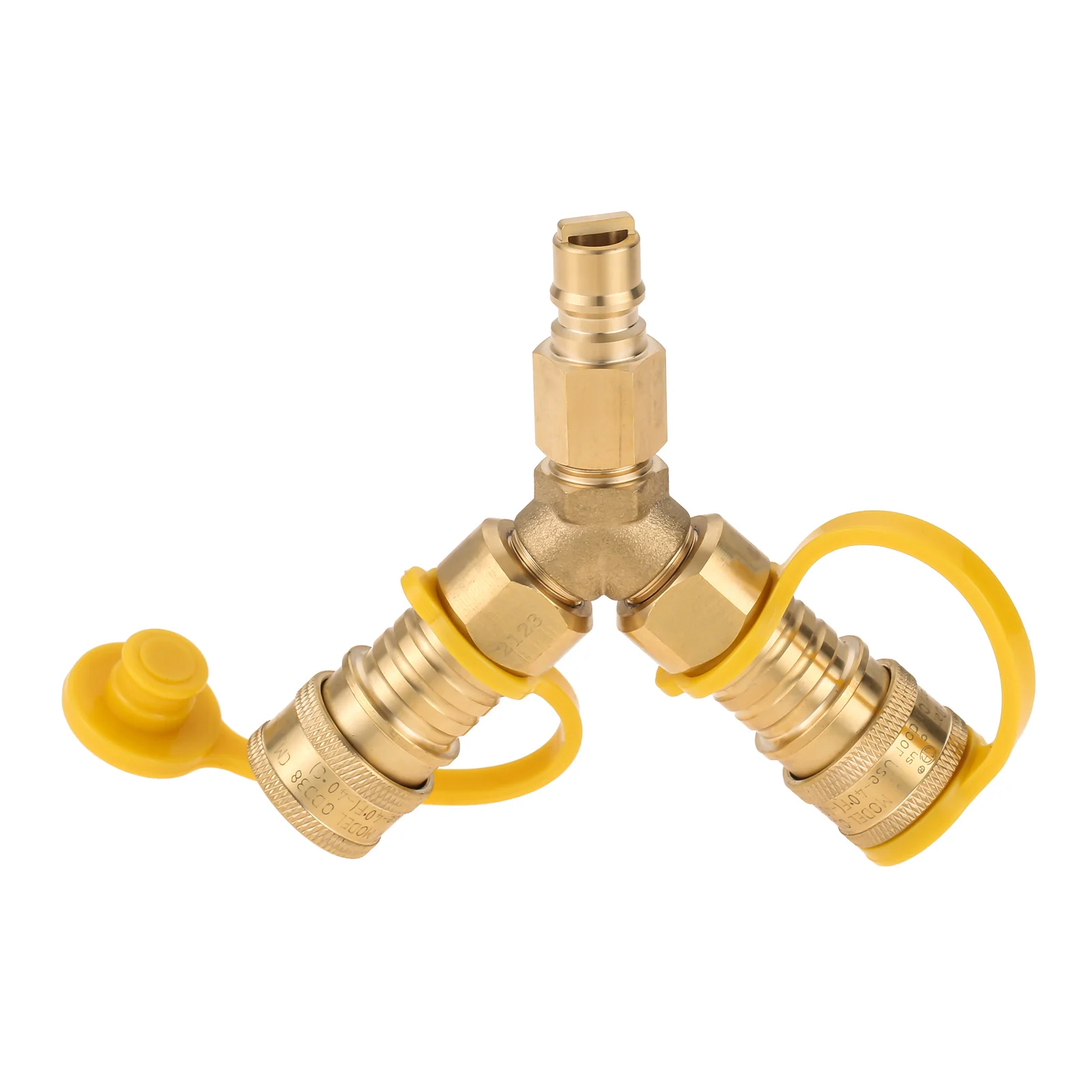3/8 Inch Y-Splitter Natural Gas Quick Connect Adapter for Weber Natural Gas Grill Generator Patio Heate Pizza Oven Patio Firepit