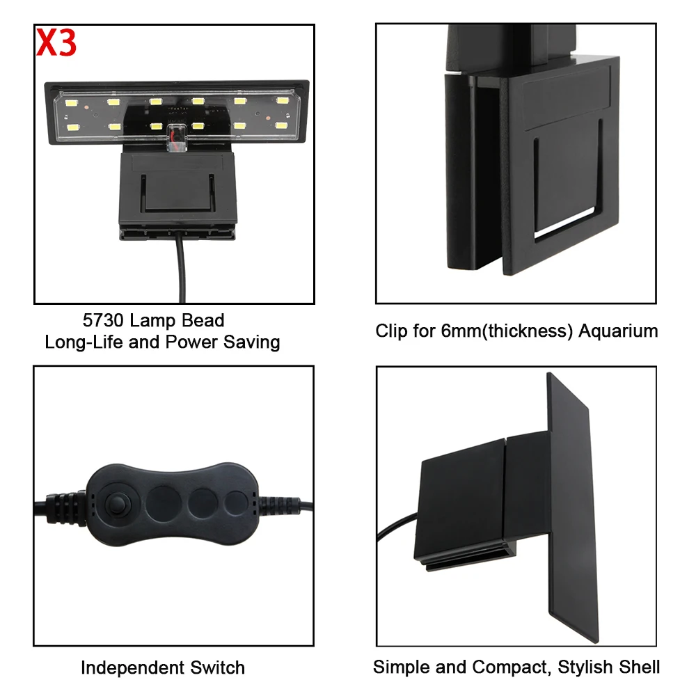 Senzeal яркий аквариумный светильник M-180/M3/X3/X5/X7, светодиодный светильник для аквариума с клипсой, супер тонкий светодиодный светильник с рыбками, 220 В/110 В, штепсельная вилка стандарта ЕС/США