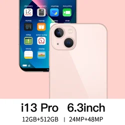 Celulares i13Pro 5G Phones 6.3 Inch 12GB RAM 512GB ROM Dual SIM Cards Cheap Cellphone Android Smartphone Mobiles Handphone