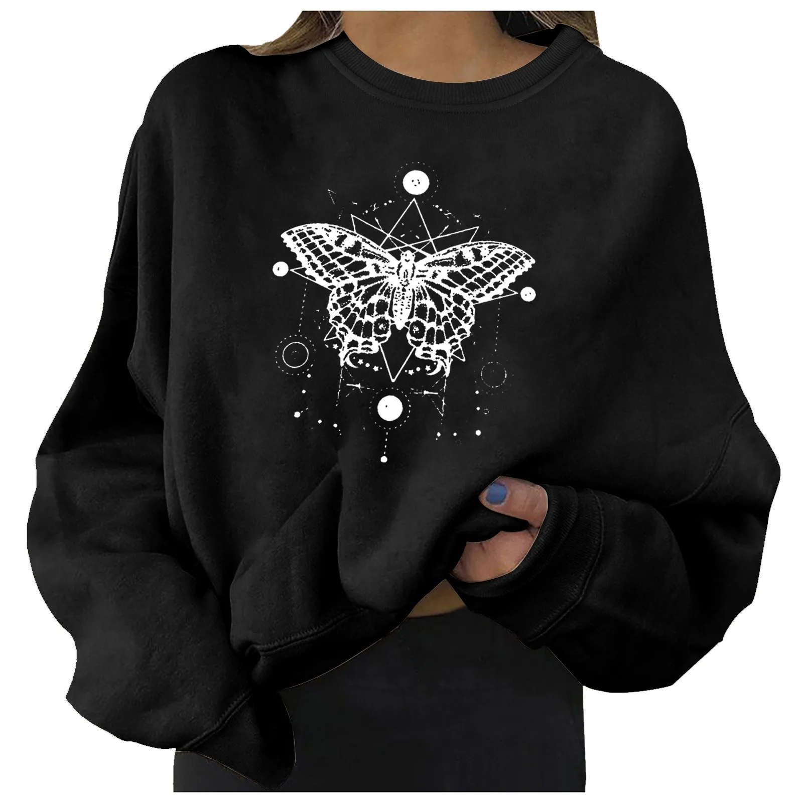 Women's Print Long-sleeved Sweatshirt Casual Blouse Pullover Oversized Women Hoodies Casual Flame Print Sweatshirt Korean Style 2