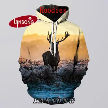 

whitetail deer wild hunting hoodie men 3d print sweatshirt/pants harajuku funny pullover casual shorts streetwear hip hop coat