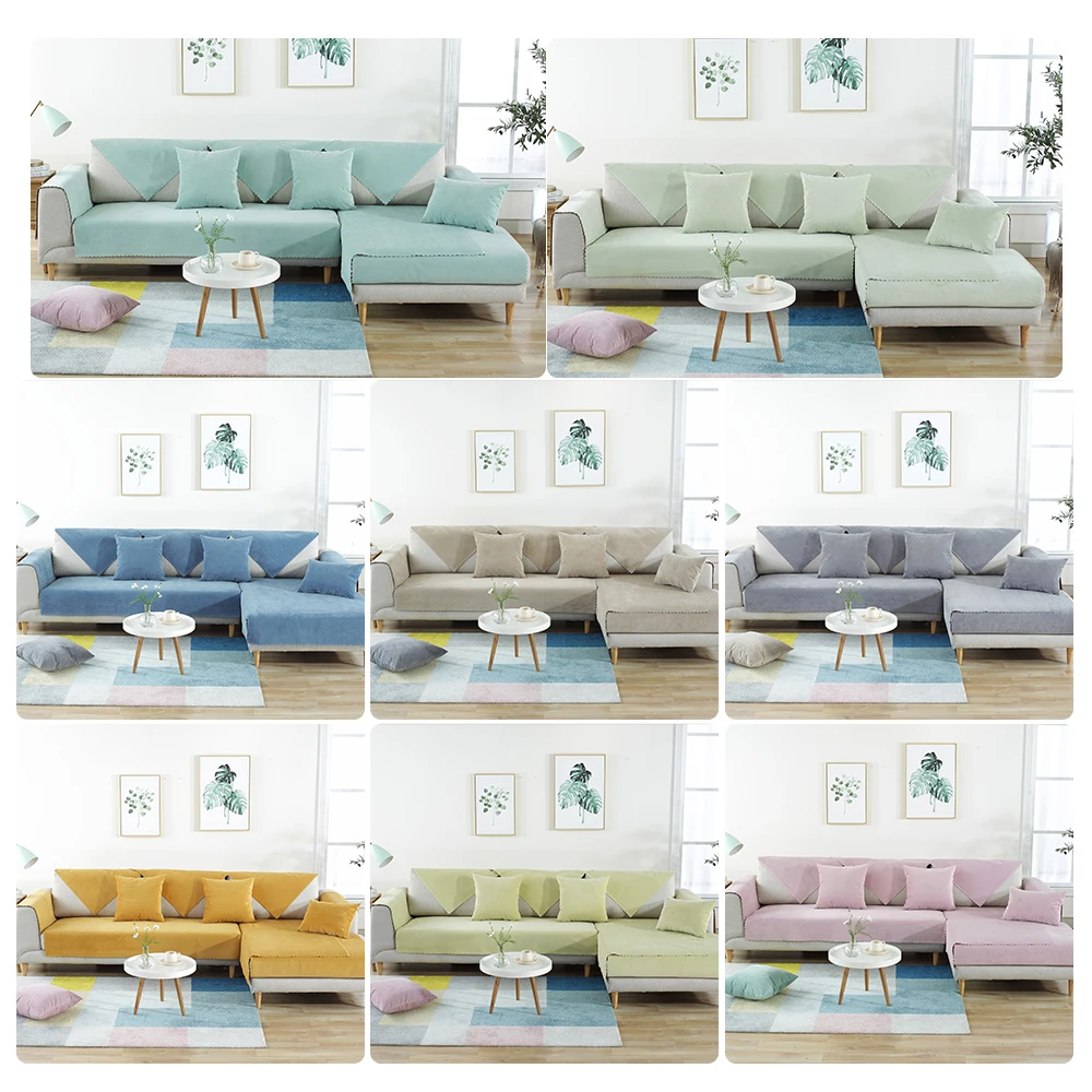 Solid Color Sofa Cover Waterproof Cushion Covers For Living Room Anti-slip Couch Slipcover Pet Diaper Towel Nordic | Дом и сад