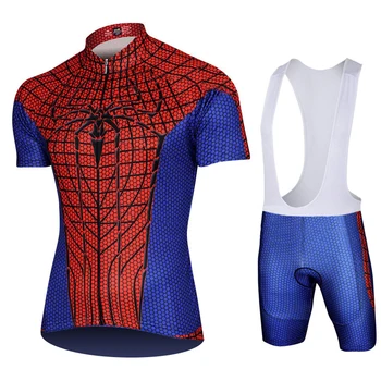 

Marvel Adventures Cycling Kits Spiderman Cycling Jersey Set Pro Cycling Clothing Set Bicycle Short Jersey+Bib Short Set XS-5XL