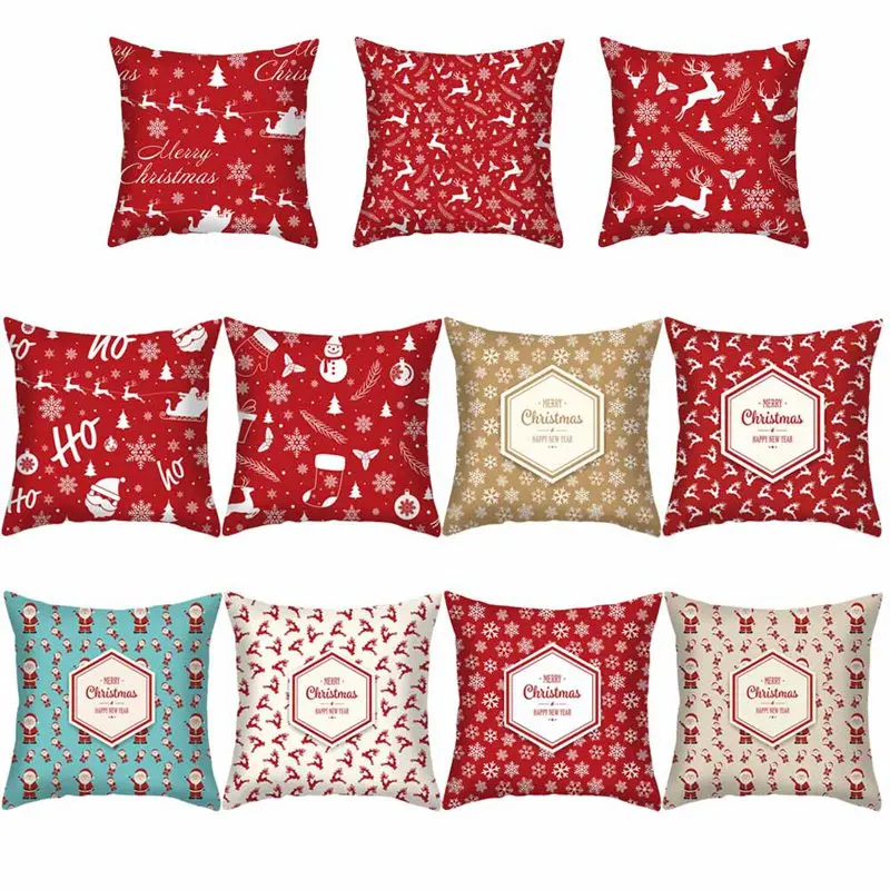 

Drop Shipping Santa Clause Snowflake Reindeer New Linen Pillow Cover Christmas Style Cushion Cover Home Decorative Pillow Case