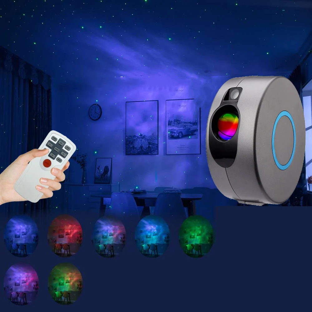 USB Starry Sky Projector Star Night Light Projection 7 Colors Ocean Waving Lights 360 Degree Rotation Night Lamp for Kid gift
