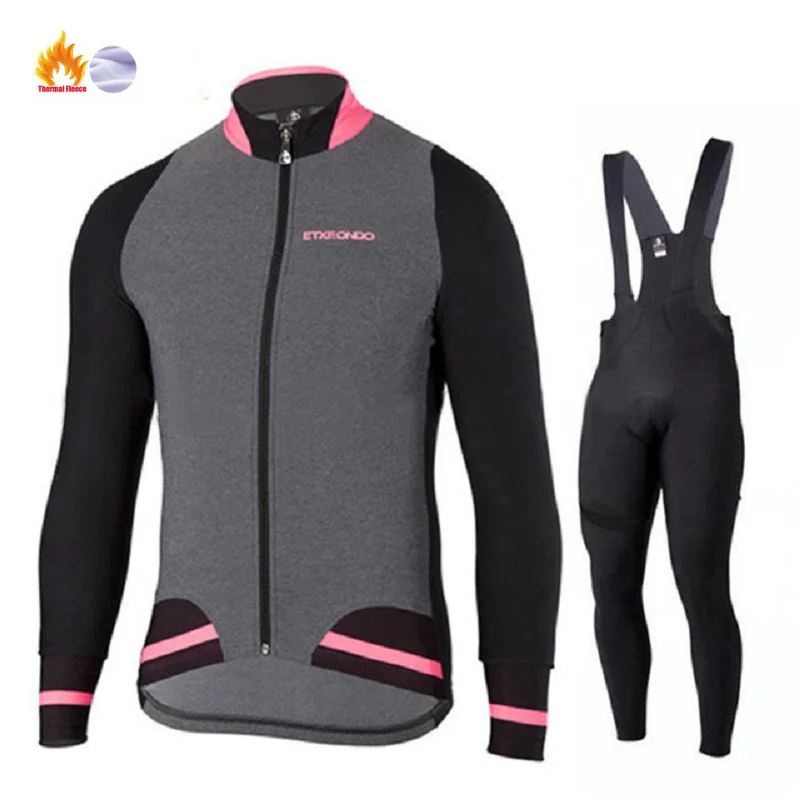 Зимняя Теплая Флисовая качественная одежда Etxeondo для велоспорта, длинный комплект MTB, одежда для велоспорта, спортивная одежда для горного велосипеда, ropa ciclismo - Цвет: Set 4