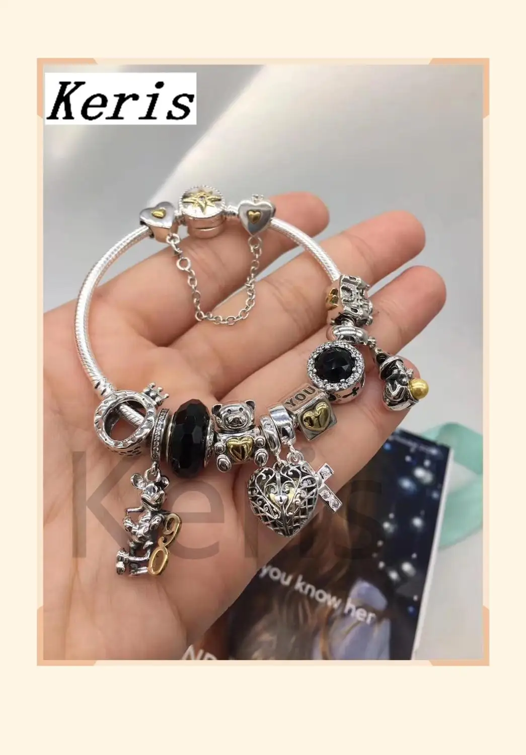 

Keris Store High Quality 1:1 100%925 Pure Silver New Beaded Bear Mouse Bracelet Free Of Charge