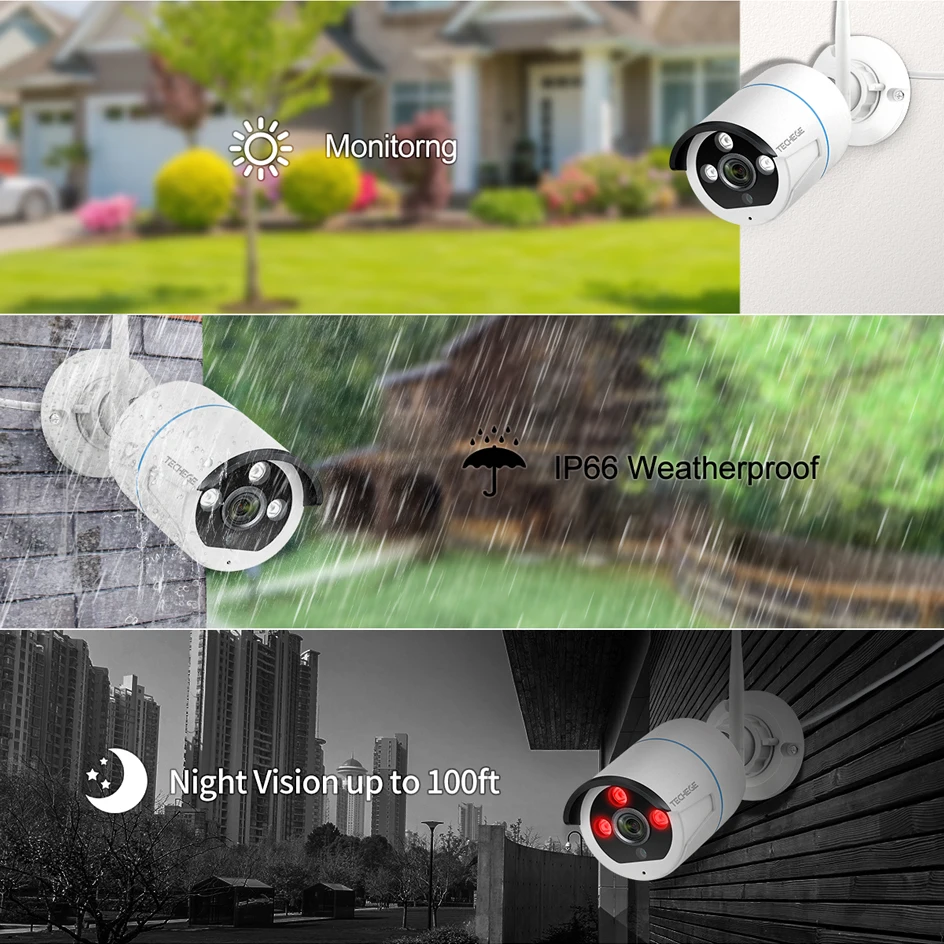 Techege 8CH 1080P Wireless Camera System Two Way Audio 2MP Waterproof Outdoor WIFI Video Surveillan