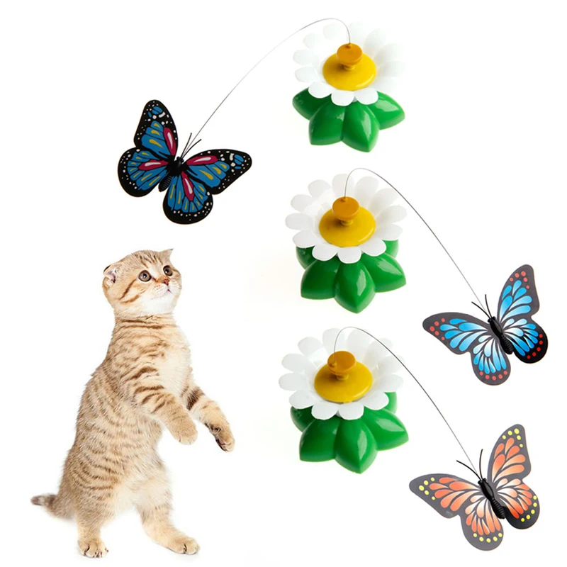 Электрический вращающийся стержень для кошки-бабочки, забавные игрушки для кошек, котенок, играющая игрушка 85WC