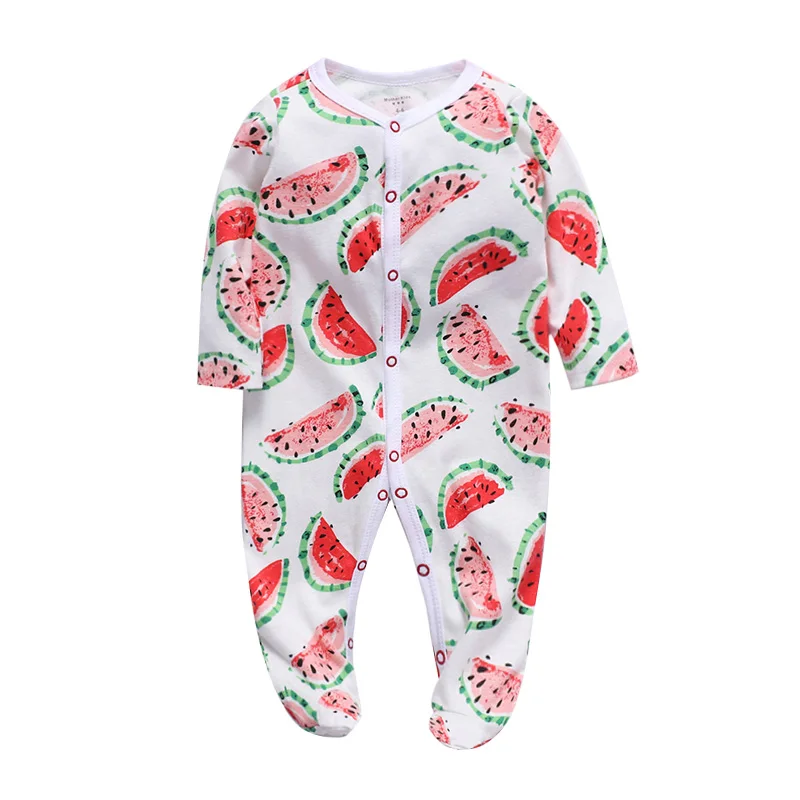 newborn footed sleeper pajama baby girls jumpsuit 3 6 9 12 months coton Infant boys clothing - Цвет: Белый