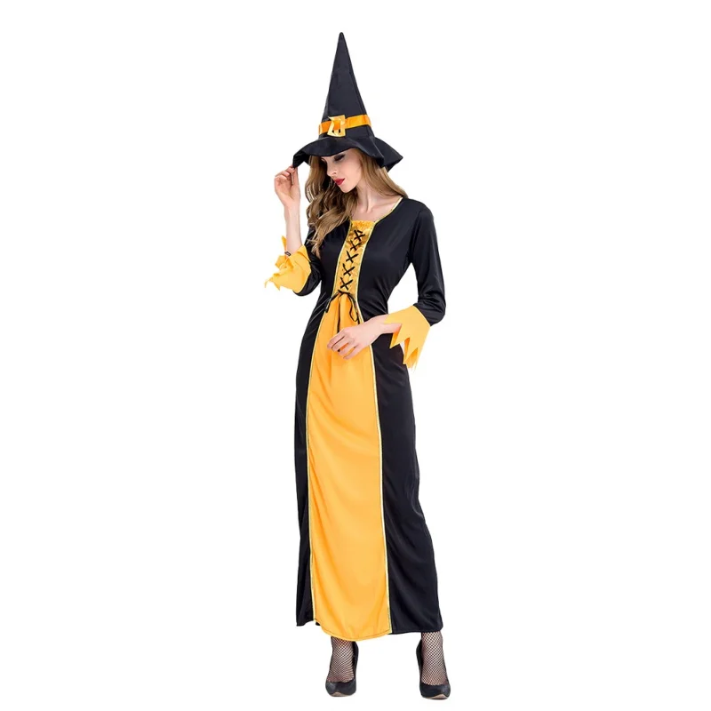 Забавный Карнавальный костюм для Хэллоуина женский костюм ведьмы черный L