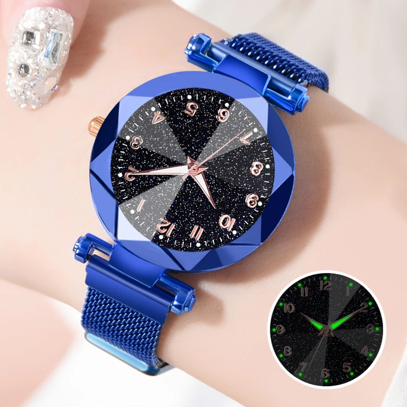 2022 Women Blue Watches Luminous Hands Starry Sky Watches Women's Quartz  Magnet Watches Wholesale Price Dropshipping Best Gift|Women's Watches| -  AliExpress