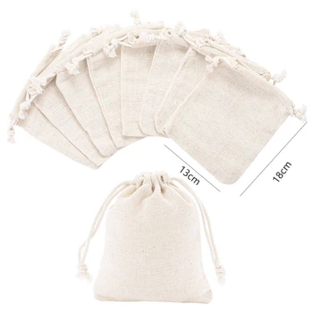 

12Pcs Small Cotton Drawstring Bags Reusable Muslin Cloth Gift Candy Favor Bag Jewelry Pouches for Wedding DIY Craft Soaps Herbs