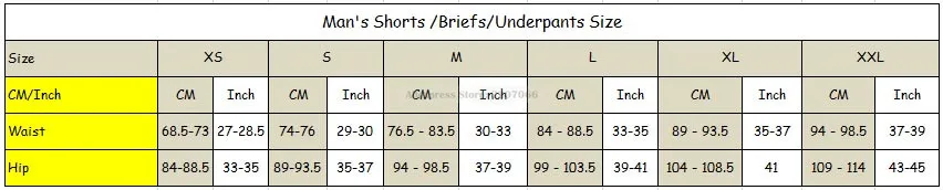 man shorts size