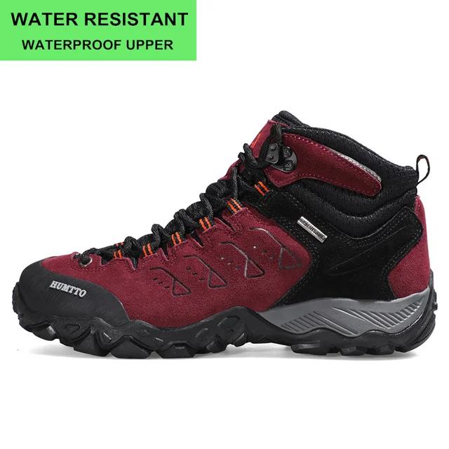 HUMTTO Woman Hiking Shoes Outdoor Mountain Camping Waterproof Sneakers for Women Leather Sport Hunting Climbing Trekking Boots Wine red 290027B