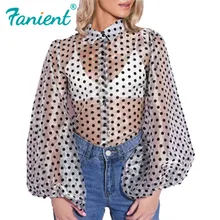 ##Special Price Lantern Sleeve Mesh Dot Shirts Notched Button Black Transparent Blouses And Tops Women 2019 Sexy Club Long Sleeve Shirt Women's ##Special Price Lantern Sleeve Mesh Dot Shirts Notched Button Black Transparent Blouses And Tops Women 2019 Sexy Club Long Sleeve Shirt Women's
