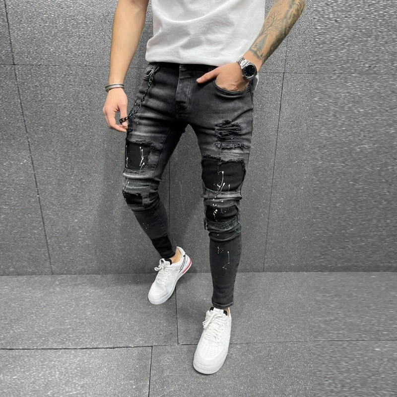 Mens Streetwear Fashion Pants Elastano 