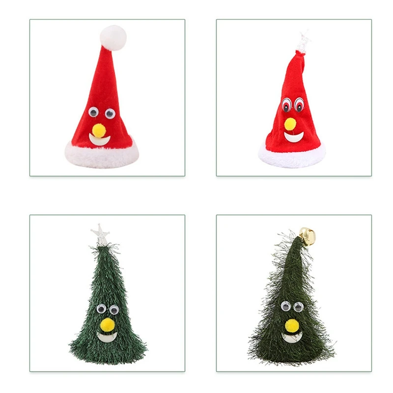 6 дюймов Рождественская Поющая Электрический шляпа Санта Шапки для взрослых и детей, Рождественское дерево качели украшения Кепки для Рождественский реквизит для вечеринок