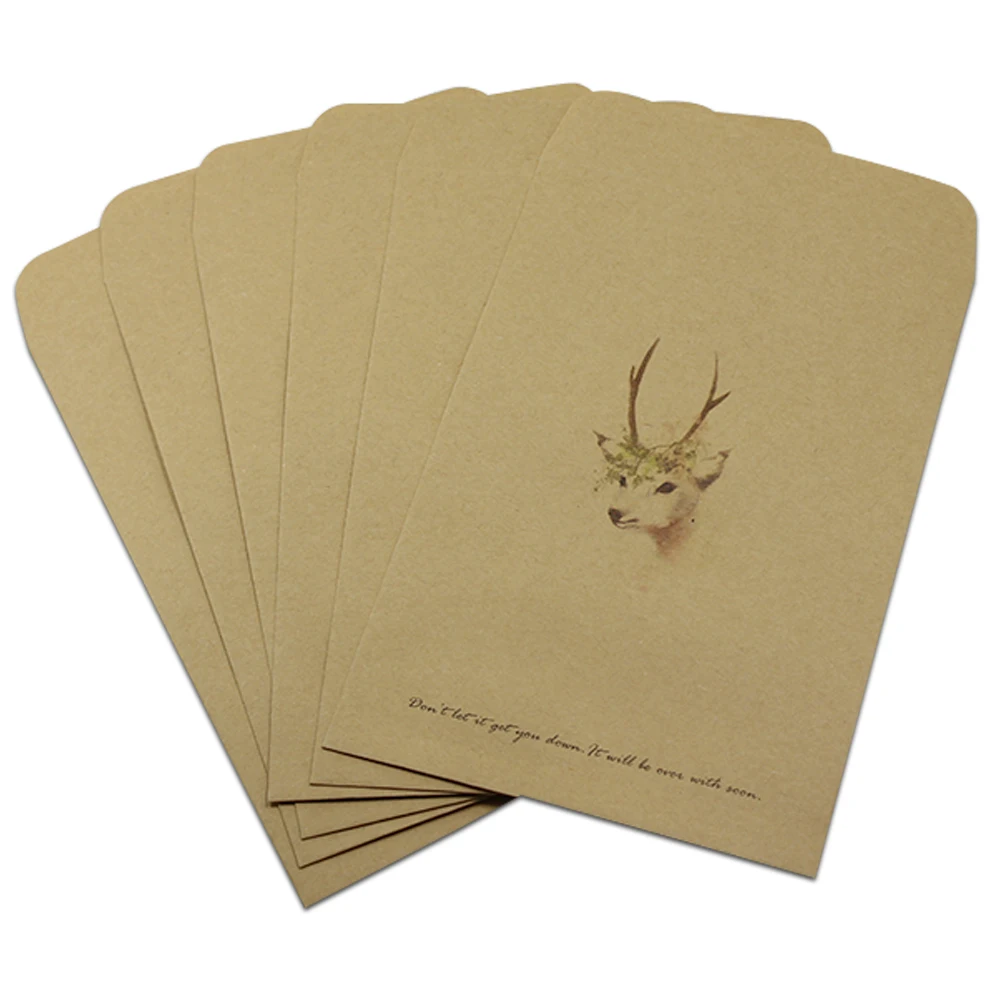  Retro Kraft Paper Envelope Bag Small Deer Wedding Invitation Greeting Card Photo Package Box Letter - 4000526113529