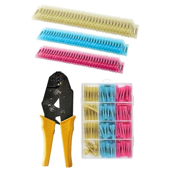 

1 Set Crimping Pliers Wire End Kit Line End Pliers Tool & 1 Set Heat Shrink Insulated Butt Crimp Splice Terminals