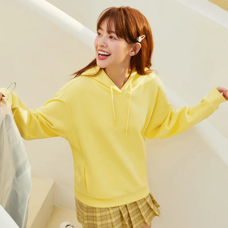 SEMIR Hooded Sweatshirt Women Autumn Spring Loose Korean Version Tops 2021 Winter New Women'S Solid Base Hoodies